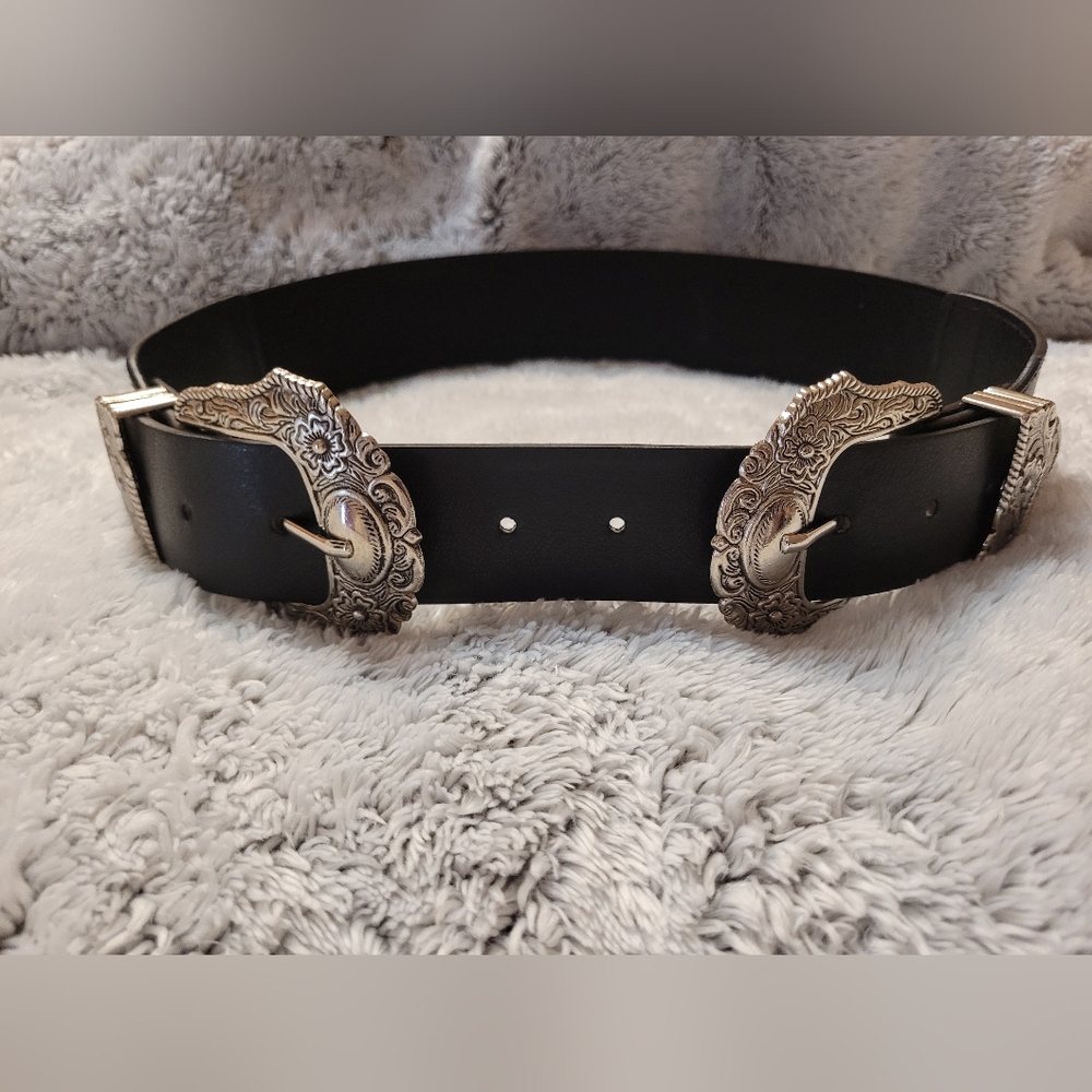 New Black Belt with Silver Buckles